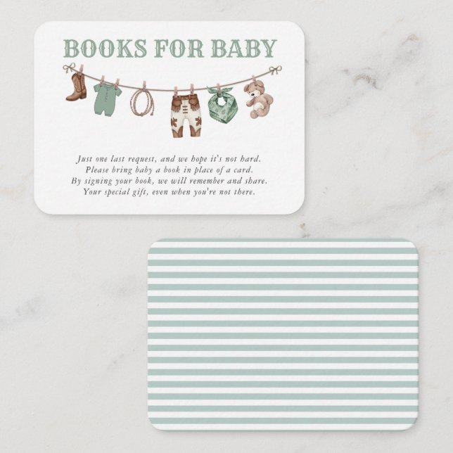 Carte D'accompagnement Baby Green Little Cowboy Books for Baby (Devant / Derrière)