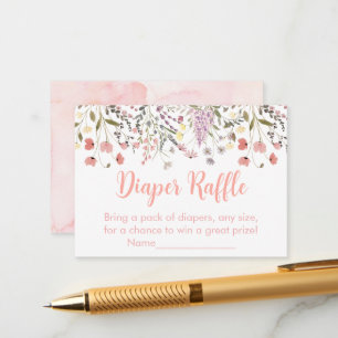 Carte D'accompagnement Baby In Bloom Boho Fleur sauvage Baby Diaper Raffl