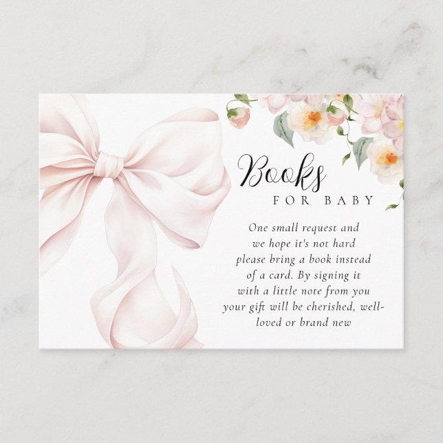Carte D'accompagnement Baby in Bloom Bow Baby shower Livres pour bébé (Devant)