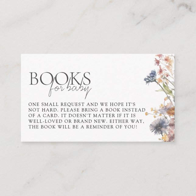 Carte D'accompagnement Baby in Bloom Fleur sauvage Baby shower Demande de (Devant)