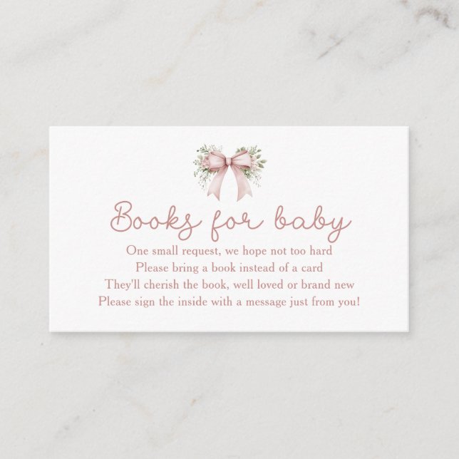 Carte D'accompagnement Baby In Bloom Rose Bow Baby showers Livres Pour Bé (Devant)