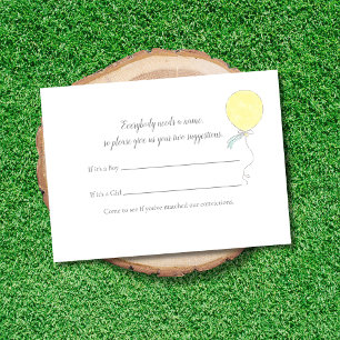 Carte D'accompagnement Baby Name Suggestion Baby Sprinkle Yellow Balloon