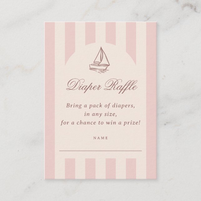 Carte D'accompagnement Baby On Board Elegant Pink Sailboat Diaper Raffle (Devant)