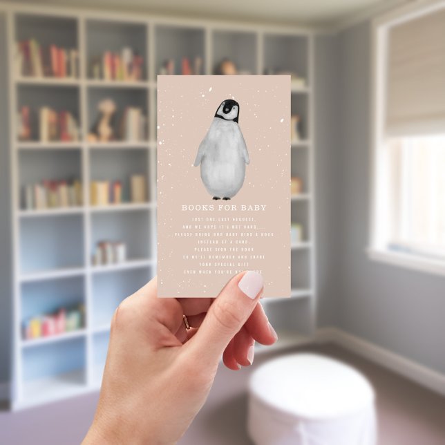Carte D'accompagnement Baby Penguin Winter Pink Baby shower Demande de ré (Créateur téléchargé)