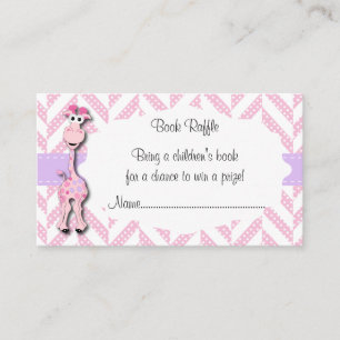 Carte D'accompagnement Baby Pink Giraffe Baby Boy Shower Book Raffle