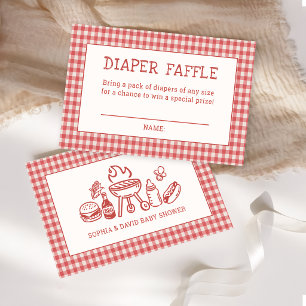 Carte D'accompagnement Baby Q BBQ de jardin Baby Shower Tirage au sort de