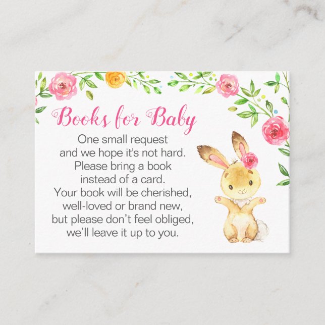 Carte D'accompagnement Baby Rabbit mignon lapin animal fille demande de r (Devant)