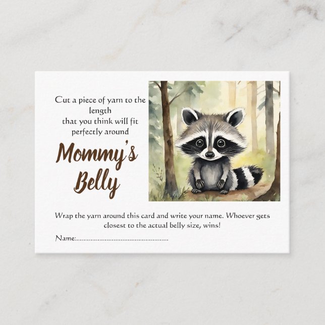 Carte D'accompagnement Baby Raccoon Guess Maman's Belly Taille Baby Bump  (Devant)