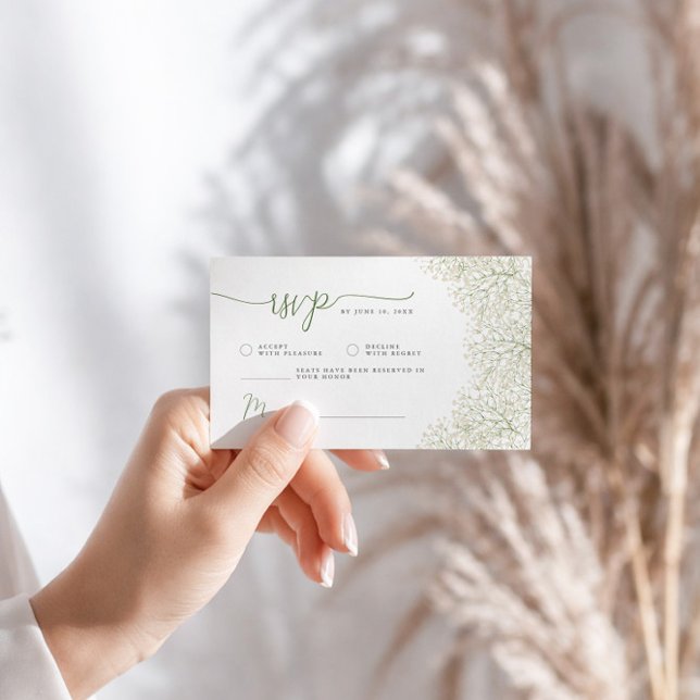 Carte D'accompagnement Baby’s Breath Minimalist Floral Bridal Shower RSVP (Créateur téléchargé)