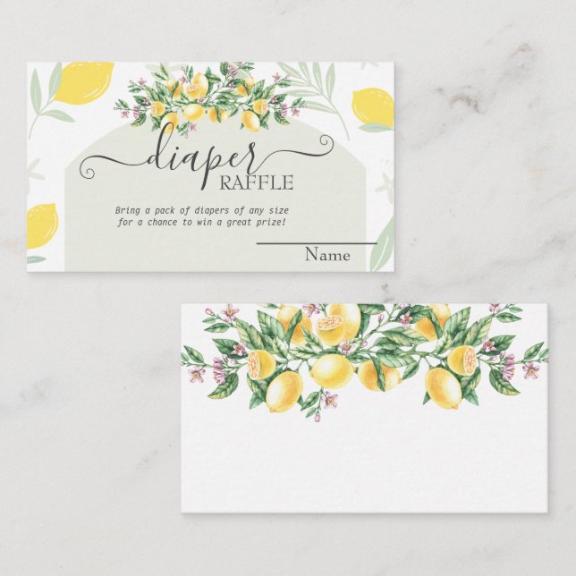 Carte D'accompagnement Baby shower à cadre citrons aquarelle (Devant / Derrière)