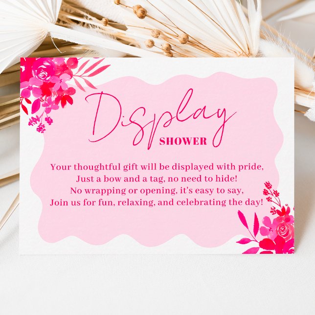 Carte D'accompagnement Baby shower à fleurs rose-carré douche (Frame red pink floral baby shower display shower enclosure card)