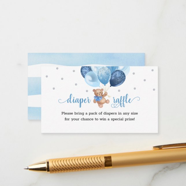 Carte D'accompagnement Baby shower à gaufre de la couche d'ours en peluch (Devant/Arrière en situation)