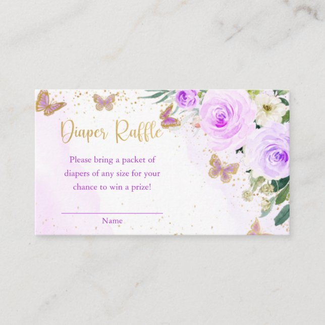 Carte D'accompagnement Baby shower à papillon floral lavande Ca (Devant)