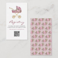 Baby shower à poussette Vintage rose QR Code Regis