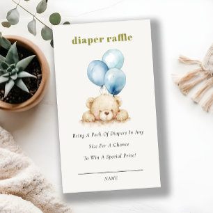 Carte D'accompagnement Baby shower à rouleaux bleu Bearly Wait Balloon Di