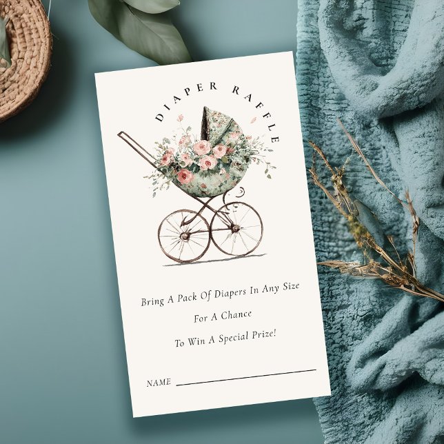 Carte D'accompagnement Baby shower à roulettes à rouleaux à fleurs (Créateur téléchargé)