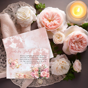 Carte D'accompagnement Baby shower à thé rose floral Livres pour bébé
