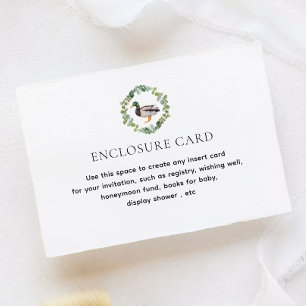 Carte D'accompagnement Baby shower à thème Mallard Duck Personnalisé