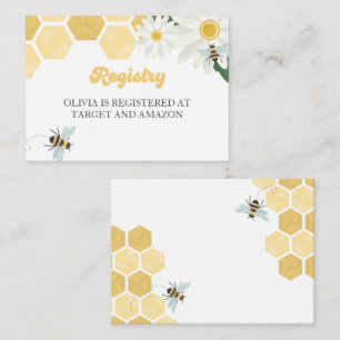 Carte D'accompagnement Baby shower abeille honeypeb daisbs registre cadea