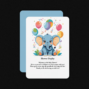 Carte D'accompagnement Baby shower adorable Baby Elephant Ballons