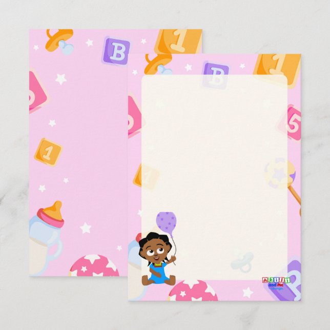 Carte D'accompagnement Baby shower Akili et moi (Devant / Derrière)