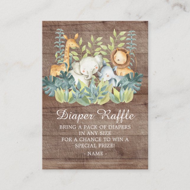 Carte D'accompagnement Baby shower animal de la jungle rustique Barreau R (Devant)