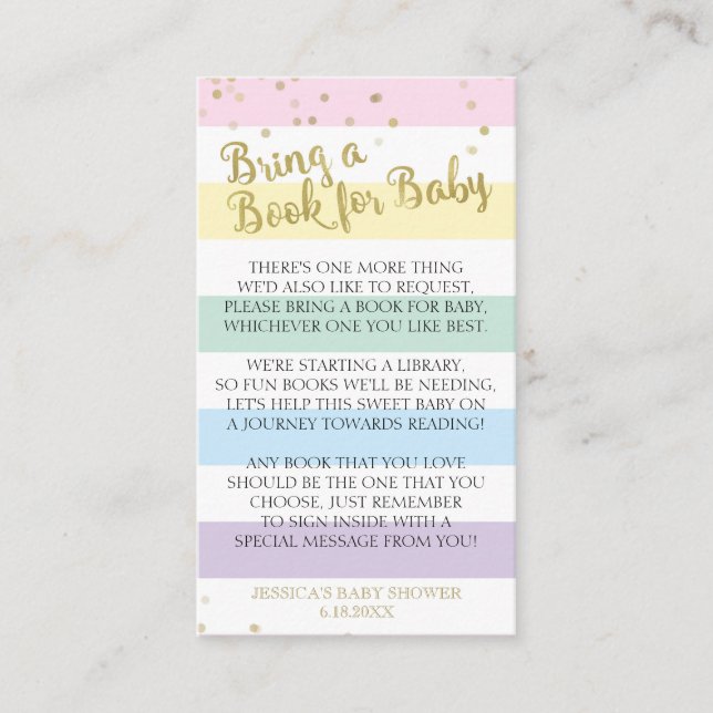 Carte D'accompagnement Baby shower Arc-en-ciel Apportez une notice (Devant)