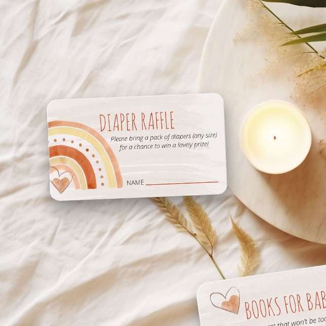 Carte D'accompagnement Baby shower arc-en-ciel neutre de poème de caleçon (Diaper Raffle ticket insert card with neutral color rainbow)
