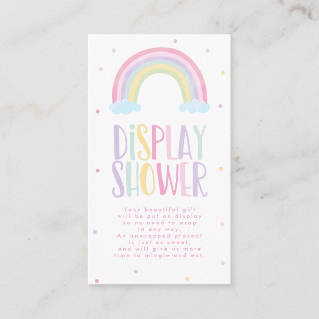 Carte D'accompagnement Baby shower arc-en-ciel Pastel avec douche (Devant)