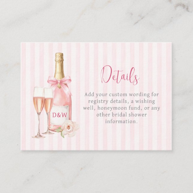 Carte D'accompagnement Baby Shower au Champagne Rose (Devant)