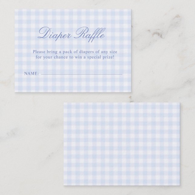Carte D'accompagnement Baby Shower au Gingham Bleu (Devant / Derrière)
