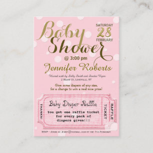 Carte D'accompagnement Baby shower avec le billet de tombola de