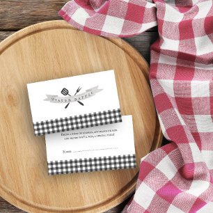Carte D'accompagnement Baby shower barbecue Raffin Vintage Gris Plaid