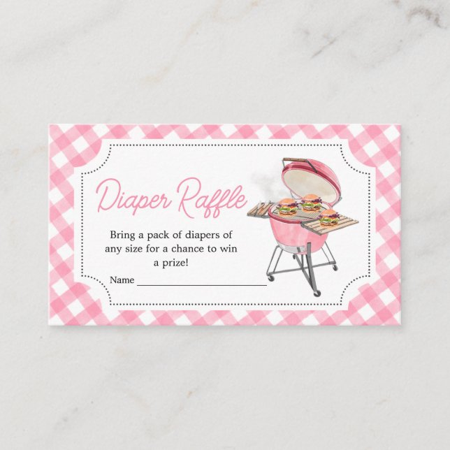 Carte D'accompagnement Baby shower BBQ Burger Rose Barbecue Raffin (Devant)
