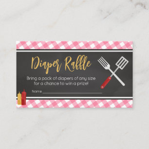 Carte D'accompagnement Baby shower BBQ rose En vichy Déchets