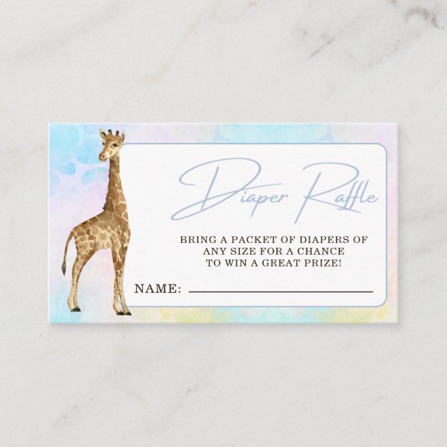 Carte D'accompagnement Baby shower bébé Giraffe Déchets Raffle (Devant)