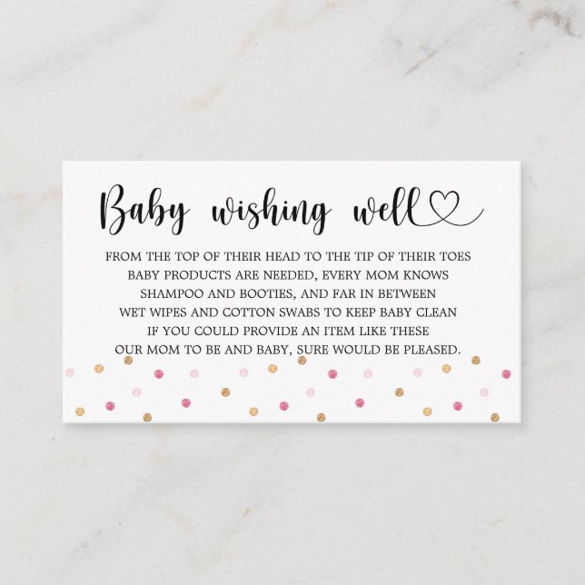 Carte D'accompagnement Baby shower, Bébé Wishing Well Encape Card (Devant)