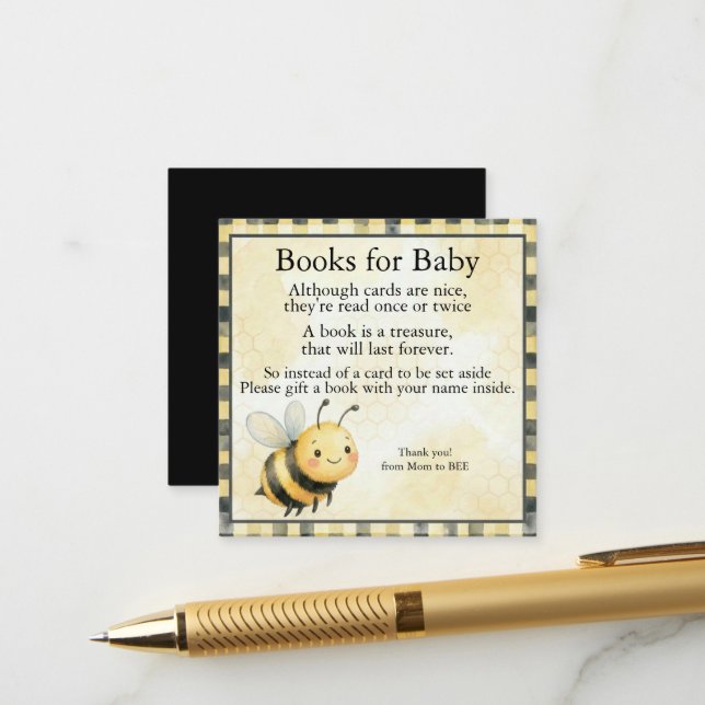 Carte D'accompagnement Baby Shower Bee Bug Boy (Devant/Arrière en situation)