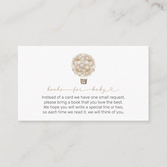 Carte D'accompagnement Baby shower Beige Hot Air Balloon Livres pour bébé (Devant)