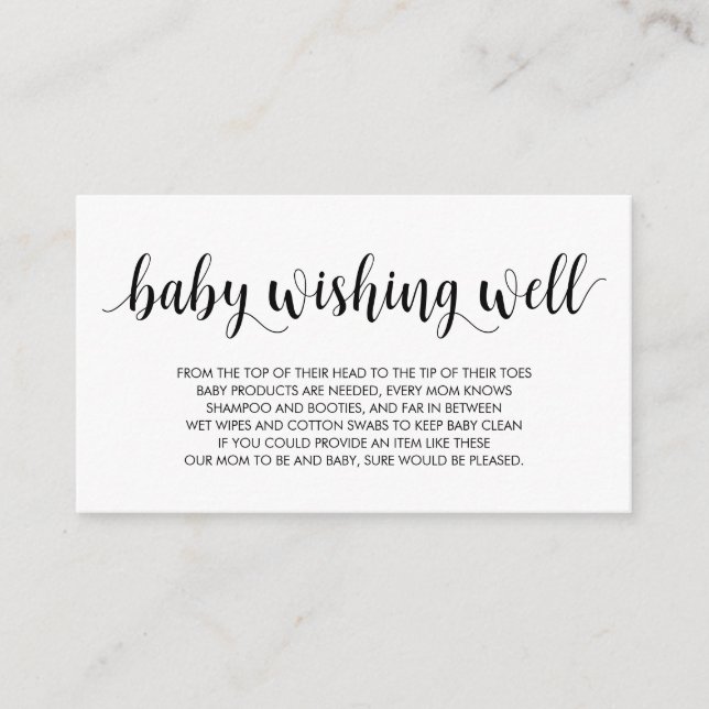 Carte D'accompagnement Baby shower, Bien Envie, Noir Rustique Moderne (Devant)