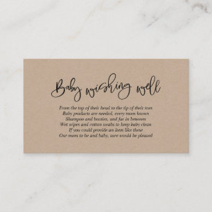 Carte D'accompagnement Baby shower, Bien Envie, Script Kraft Créatif