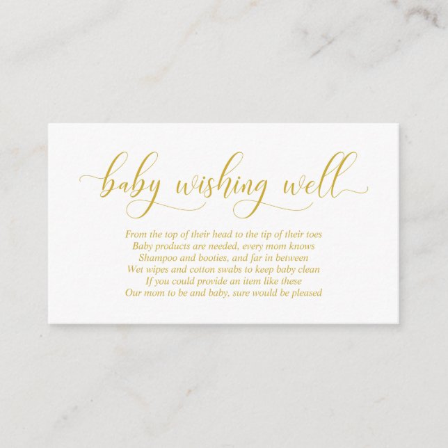 Carte D'accompagnement Baby shower, Bien Envie, Script Or Moderne (Devant)