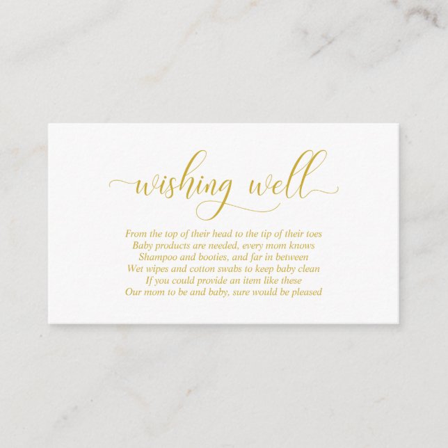 Carte D'accompagnement Baby shower, Bien Envie, Script Or Moderne (Devant)