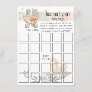 Carte D'accompagnement Baby shower Bingo Card Cheval de l'ours et du ro