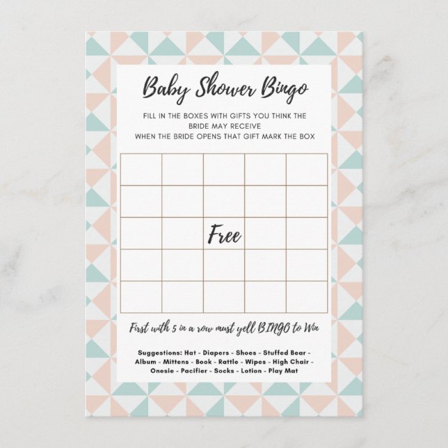 Carte D'accompagnement Baby shower Bingo Guess Gift Game Card (Devant)