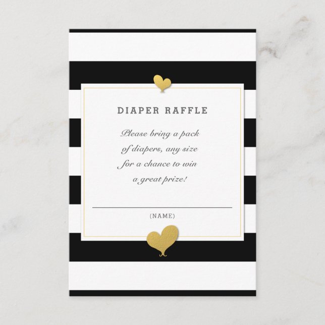Carte D'accompagnement Baby shower Black White Stripe Diaper Raffle (Devant)