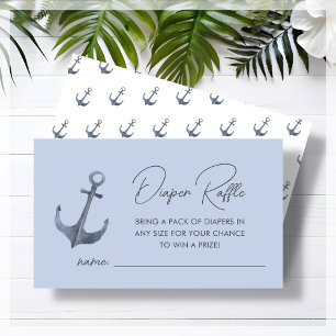 Carte D'accompagnement Baby shower Bleu à thème de bateau Raffle de couch