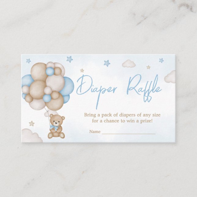 Carte D'accompagnement Baby shower Bleu Bear Balloon Déchets Raffin (Devant)