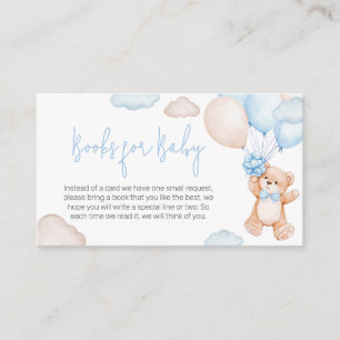 Carte D'accompagnement Baby shower Bleu Bear Balloon Livres pour bébé