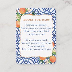 Carte D'accompagnement Baby shower Bleu Classique Orange Apporter Un Livr
